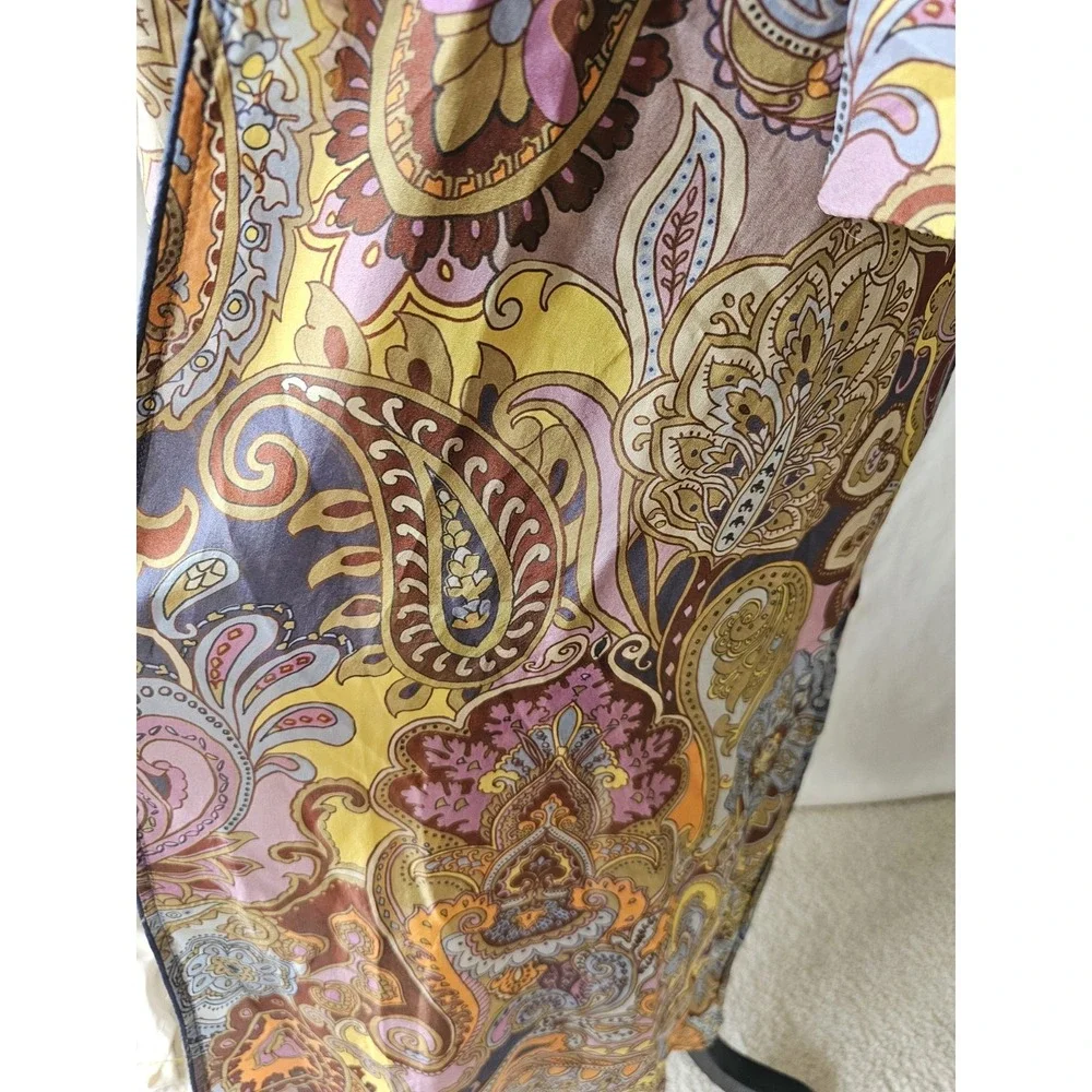 Johnny Was M Sandalwood Tove Kimono Duster 100% Silk Embroidery Pockets $435